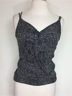 3/$25 Mossimo Supply Juniors Soft Black Grey Aztec Faux Wrap Tank Top Size Small